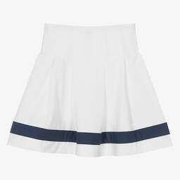 Monnalisa-Teen Girls White Nautical Cotton Skirt | Childrensalon Outlet