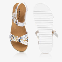Monnalisa-Белые сандалии с морским принтом | Childrensalon Outlet