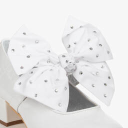 Monnalisa-Teen Girls White Patent Leather Heeled Shoes | Childrensalon Outlet