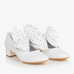 Monnalisa-Teen Girls White Patent Leather Heeled Shoes | Childrensalon Outlet