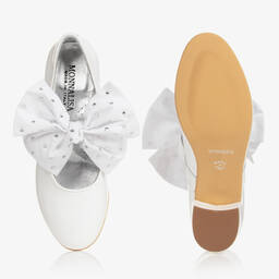 Monnalisa-Teen Girls White Patent Leather Heeled Shoes | Childrensalon Outlet