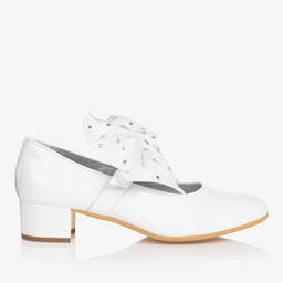 Monnalisa-Teen Girls White Patent Leather Heeled Shoes | Childrensalon Outlet