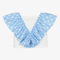 Monnalisa-Белый топ в горошек для подростков | Childrensalon Outlet