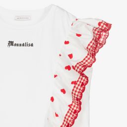 Monnalisa-Teen Girls White & Red Top | Childrensalon Outlet