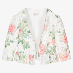 Monnalisa-Белый жакет с розами для девочек-подростков | Childrensalon Outlet