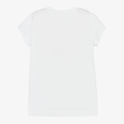 Monnalisa-تيشيرت قطن جيرسي مزين بكشكش لون أبيض | Childrensalon Outlet