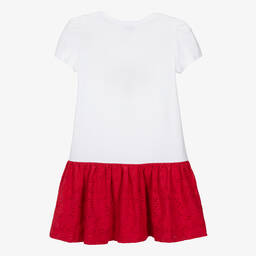 Monnalisa-Teen Girls White Strawberry Cotton Dress | Childrensalon Outlet