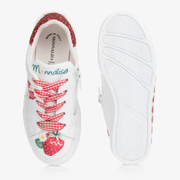 Monnalisa-Teen Girls White Strawberry Trainers | Childrensalon Outlet