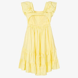 Monnalisa-Teen Girls Yellow Cotton Dress | Childrensalon Outlet