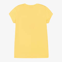 Monnalisa-Teen Girls Yellow Sequin Heart T-Shirt | Childrensalon Outlet