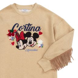Monnalisa-Teen Gold Disney Dress | Childrensalon Outlet