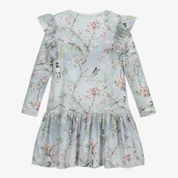 موناليزا-فستان تينز قطن جيرسي لون رمادي بطبعة ورود | Childrensalon Outlet