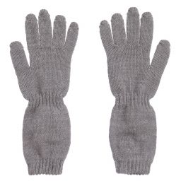 Monnalisa-Teen Grey Knit Pearl Gloves | Childrensalon Outlet