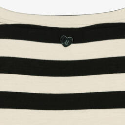 Monnalisa-Teen Ivory Black Stripe Peplum Top | Childrensalon Outlet