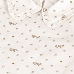 Monnalisa-Кремовая блузка с бантом для подростков | Childrensalon Outlet