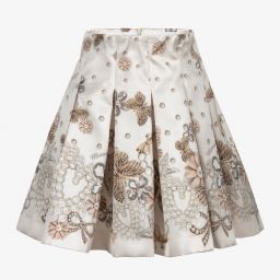 Monnalisa-Teen Ivory Butterfly Skirt | Childrensalon Outlet
