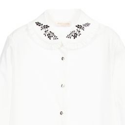 Monnalisa-Teen Ivory Cotton Blouse | Childrensalon Outlet
