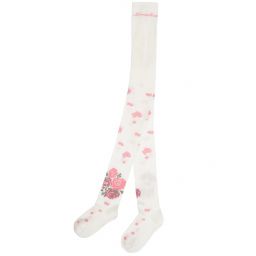 Monnalisa-Teen Ivory & Pink Tights | Childrensalon Outlet