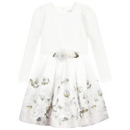 Monnalisa-Teen Ivory Roses Dress | Childrensalon Outlet