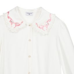 Monnalisa-Teen Ivory Viscose Bow Blouse | Childrensalon Outlet