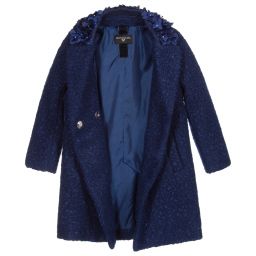Monnalisa-Teen Navy Blue Bouclé Coat | Childrensalon Outlet