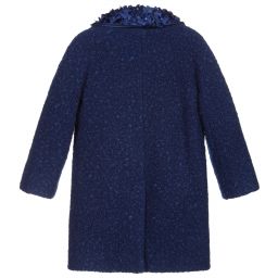 Monnalisa-Teen Navy Blue Bouclé Coat | Childrensalon Outlet