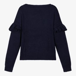 Monnalisa-Teen Navy Blue Heart Sweater | Childrensalon Outlet
