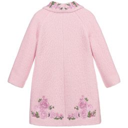 Monnalisa-Teen Pink Floral Bouclé Coat | Childrensalon Outlet