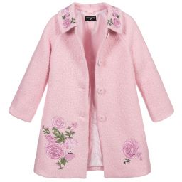 Monnalisa-Teen Pink Floral Bouclé Coat | Childrensalon Outlet