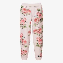 Monnalisa-Розовые джоггеры с цветами для подростков | Childrensalon Outlet
