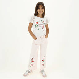 Monnalisa-Teen Pink Floral Logo Trainers | Childrensalon Outlet