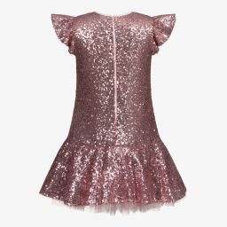 Monnalisa-Розовое платье с пайетками для подростков | Childrensalon Outlet