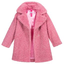 Monnalisa-Teen Pink Teddy Coat | Childrensalon Outlet