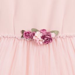 Monnalisa-Teen Pink Tulle Flower Dress | Childrensalon Outlet