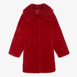 Monnalisa-Красная шубка из искусственного меха для подростков | Childrensalon Outlet