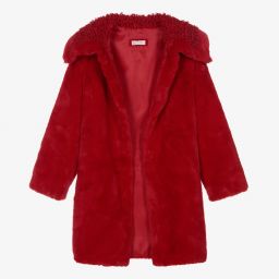 Monnalisa-Красная шубка из искусственного меха для подростков | Childrensalon Outlet