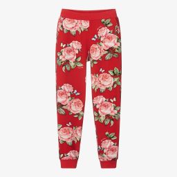 Monnalisa-Teen Red Floral Joggers | Childrensalon Outlet