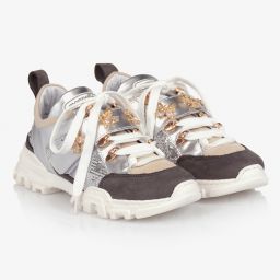 Monnalisa-Teen Silver Leather Trainers | Childrensalon Outlet