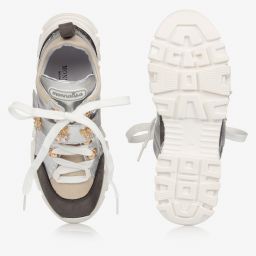 Monnalisa-Teen Silver Leather Trainers | Childrensalon Outlet