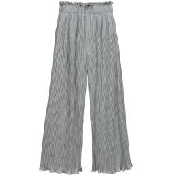 Monnalisa-Teen Silver Pleated Trousers | Childrensalon Outlet