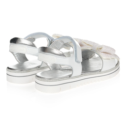 Monnalisa-Teen White Bow Logo Sandals | Childrensalon Outlet
