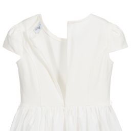 Monnalisa-Белое платье с цветочным логотипом для подростков | Childrensalon Outlet