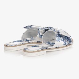 Monnalisa-Teen White Floral Sliders | Childrensalon Outlet