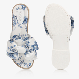Monnalisa-Teen White Floral Sliders | Childrensalon Outlet