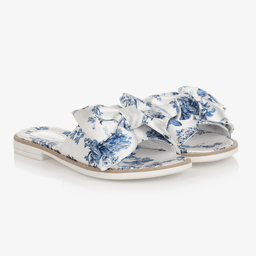 Monnalisa-Teen White Floral Sliders | Childrensalon Outlet