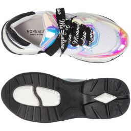 Monnalisa-Teen White Iridescent Trainers | Childrensalon Outlet