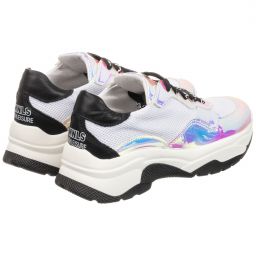 Monnalisa-Teen White Iridescent Trainers | Childrensalon Outlet