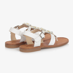Monnalisa-Белые кожаные сандалии с бантиками для подростков | Childrensalon Outlet