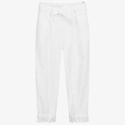 Monnalisa-Белые брюки с полосой для подростков | Childrensalon Outlet