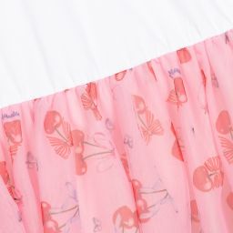 موناليزا-فستان تينز بناتي قطن جيرسي لون أبيض وزهري | Childrensalon Outlet